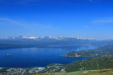 View from the trail up the Fagernesfjellet mountain, Narvik の写真素材