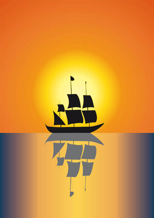 sunset over the waterのイラスト素材