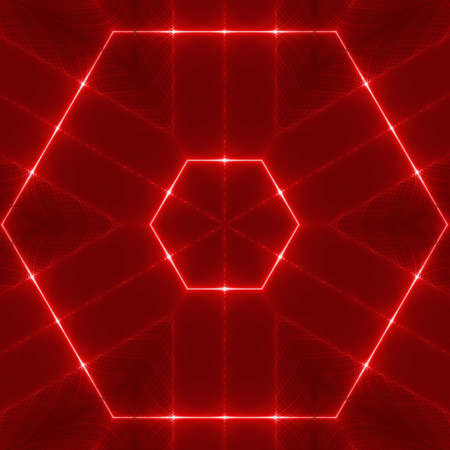 red wave weaver shining Hexagon on red background