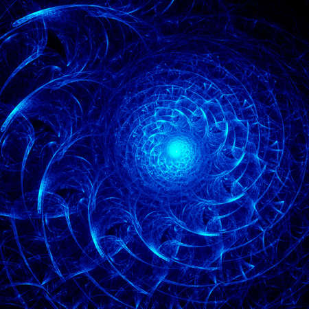 abstract blue rays spiral storm on dark backgroundの写真素材