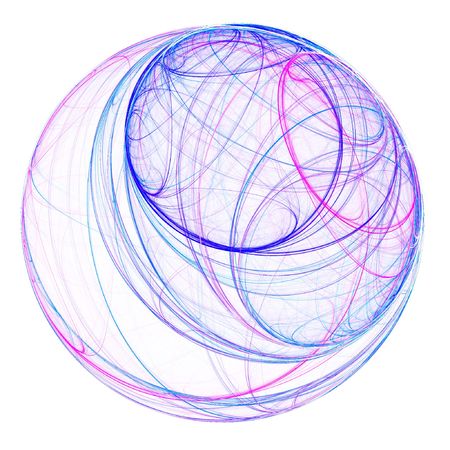 abstract colorful wire rings ball on white backgroundの写真素材