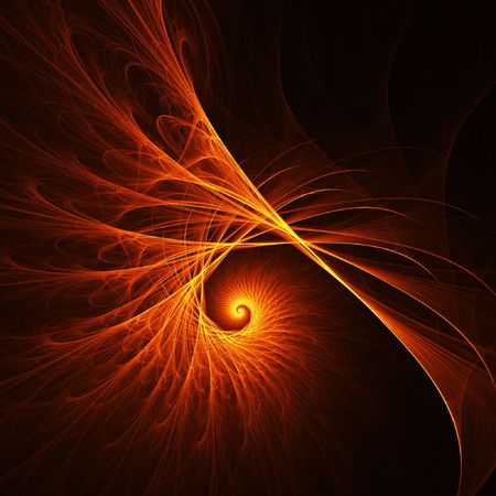 abstract fire spiral rays wheel on dark backgroundの写真素材