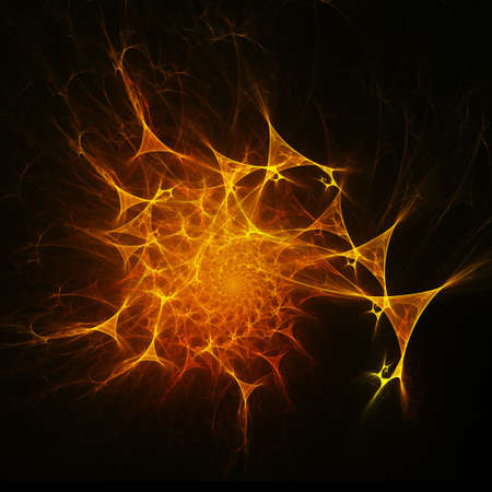 abstract chaos spiral rays triangle on dark backgroundの写真素材