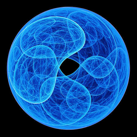 abstract blue chaos wheel rays on dark backgroundの写真素材