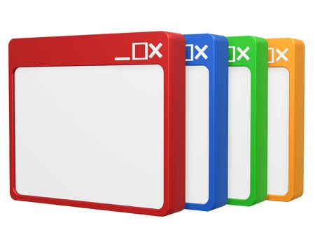 colorful 3d blank browser symbol isolated on white backgroundの写真素材