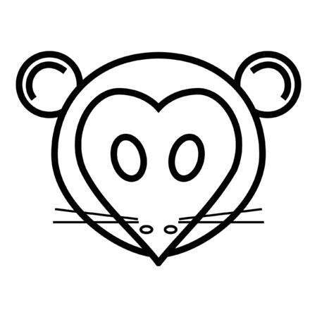outline cartoon head of mouse isolated on white backgroundの写真素材