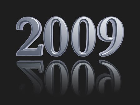 new year 2009 silver number isolated on dark backgroundの写真素材