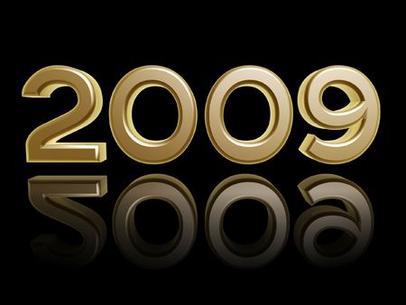 new year 2009 gold number isolated on dark backgroundの写真素材