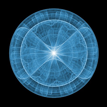 abstract dangerous wheel core rays on dark background