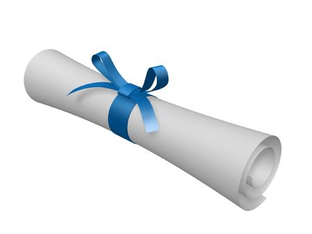 certificate scroll with blue ribbon isolated on white background certificate scroll with blue ribbon isolated on white background