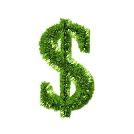 grass dollar symbol isolated on white backgroundの写真素材