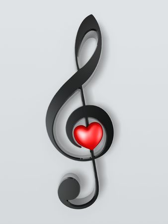 music symbol and heart isolated on white backgroundの写真素材