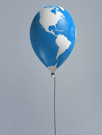 America global map balloon on blur background