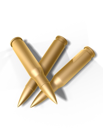 golden bullets isolated on white backgroundの写真素材