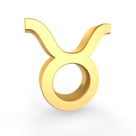golden taurus symbol of zodiac isolated on white backgroundの写真素材