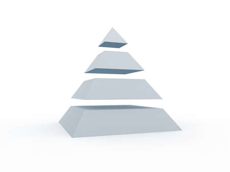 gray sliced pyramid isolated on white backgroundの写真素材