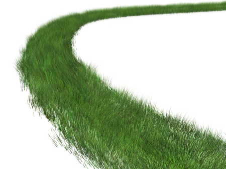 grass curve road isolated on white backgroundの写真素材