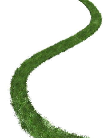 grass curve road isolated on white backgroundの写真素材