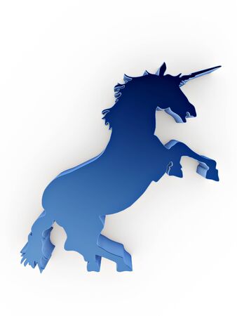 3d unicorn symbol isolated on white backgroundの写真素材