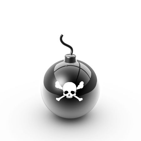 glass bomb with skull pattern isolated on white backgroundの写真素材