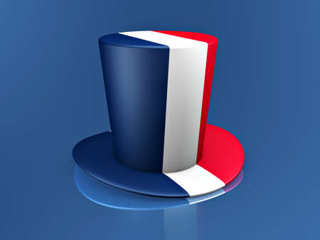 france strips flag color hat on blue backgroundの写真素材