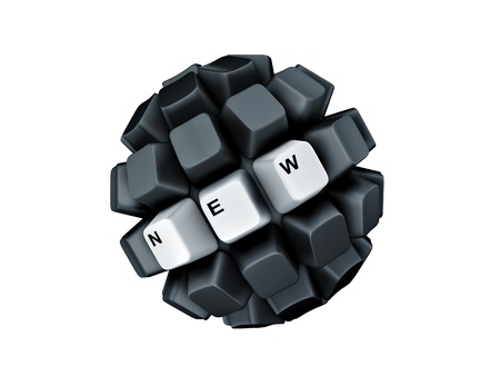 keyboard keys new symbol sphere isolated over white backgroundの写真素材
