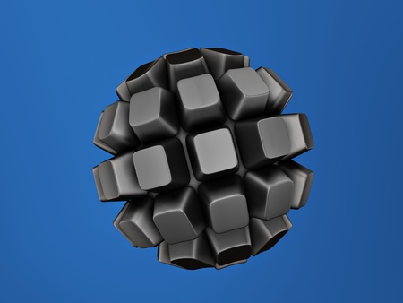 blank keyboard keys sphere isolated over blue backgroundの写真素材