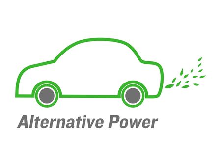 vector alternative power car with green leaves  emissionsのイラスト素材