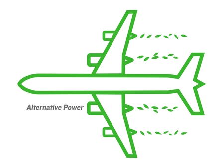 vector alternative power air bus with green leaves  emissionsのイラスト素材