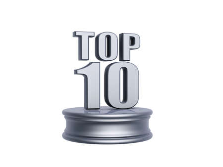 platinum top ten in rank list trophy isolated on white background