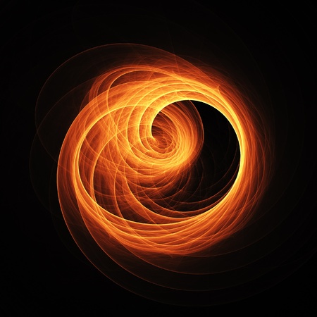 fire swirl ring rays on dark backgroundの写真素材