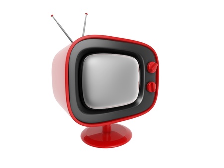 retro tv set isolated on white backgroundの写真素材
