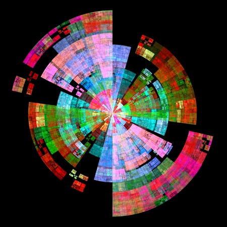 colorful palette disc of time on dark backgroundの写真素材
