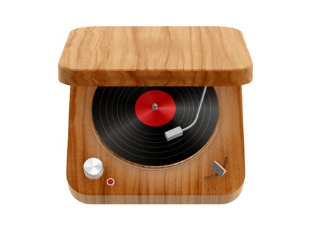 3d wooden Phonograph isolated on white background