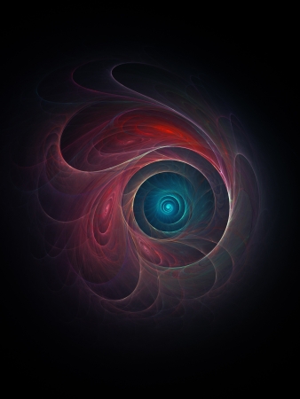colorful mysterious wheel rays on dark backgroundの写真素材