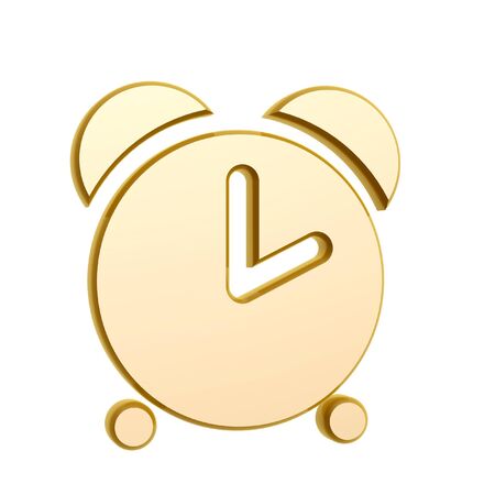 golden alarm clock isolated on white background