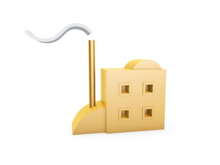 golden mint with chimney symbol on white backgroundの写真素材