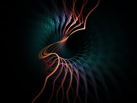 colorful feather wheel on dark background