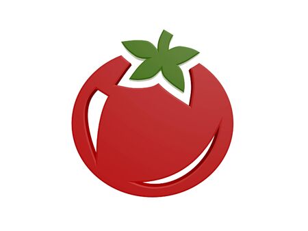 red tomato symbol isolated on white backgroundの写真素材