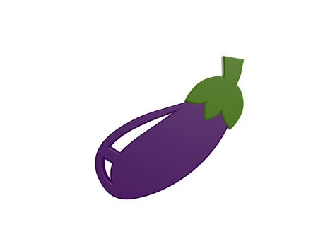 purple eggplant symbol isolated on white backgroundの写真素材