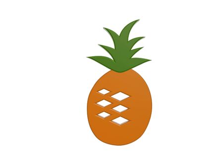 tropical pineapple symbol isolated on white backgroundの写真素材