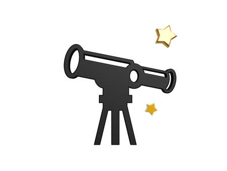 black astronomical telescope symbol isolated on white backgroundの写真素材
