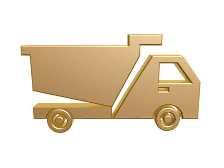 golden tipper symbol isolated on white backgroundの写真素材