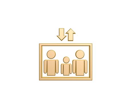 golden elevator symbol isolated on white background