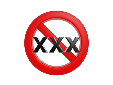 Adult content forbidden symbol isolated on white backgroundの写真素材