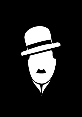 Charles Chaplin comedy vector monochrome symbolのイラスト素材