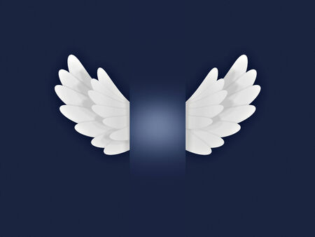 paper white wings fly on blue の写真素材