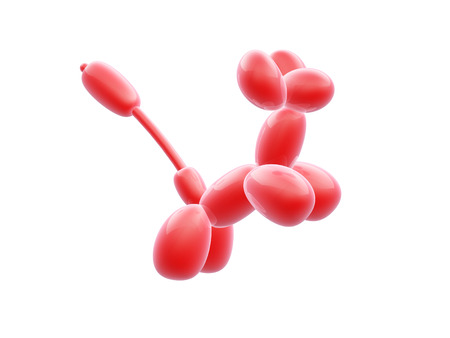 red balloon dog isolated on white backgroundの写真素材