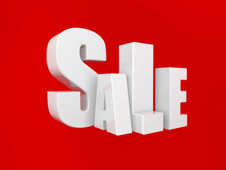 3d sale symbol isolated on red backgroundの写真素材