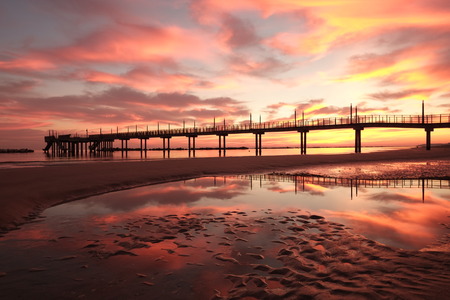 The wharf of Francavilla al Mare in a splendid sunriseの写真素材